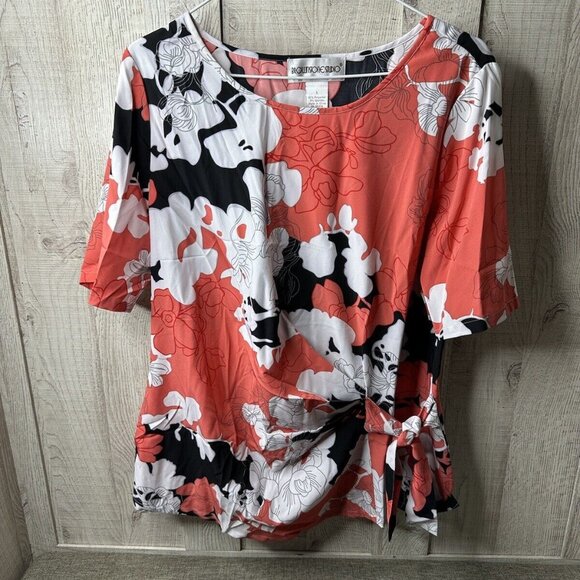 Brownstone Studio Tops - Brownstone Studio Womens White Black Red Short Sleeves Blouse Size Large